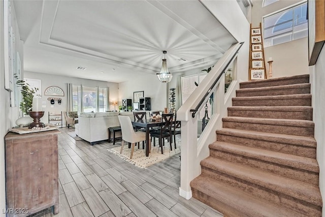 interior space featuring a notable chandelier