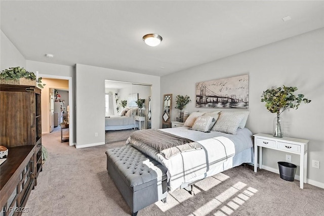 carpeted bedroom featuring a closet