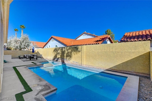 view of swimming pool with a patio area