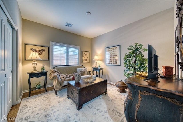 living room featuring hardwood / wood-style flooring