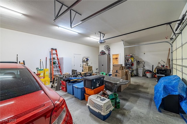 garage with a garage door opener