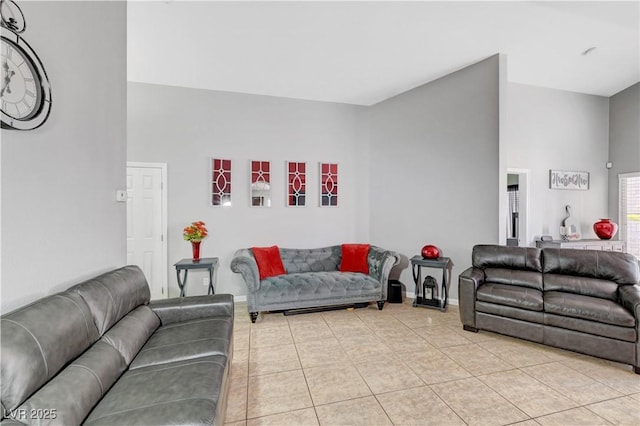 living room with light tile patterned floors