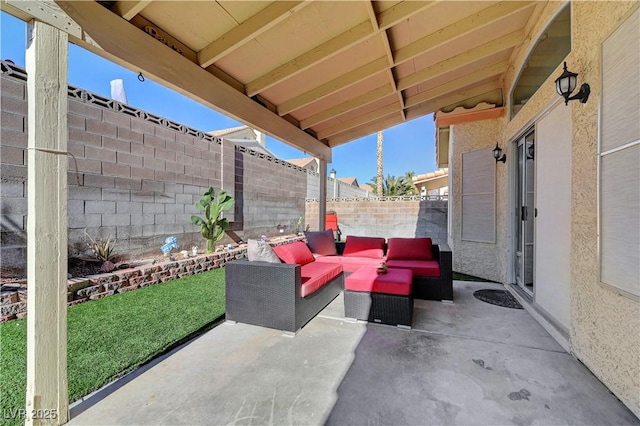 view of patio / terrace with an outdoor living space