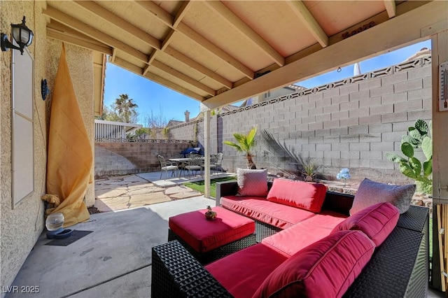 view of patio / terrace with an outdoor hangout area