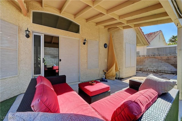 view of patio / terrace featuring an outdoor living space