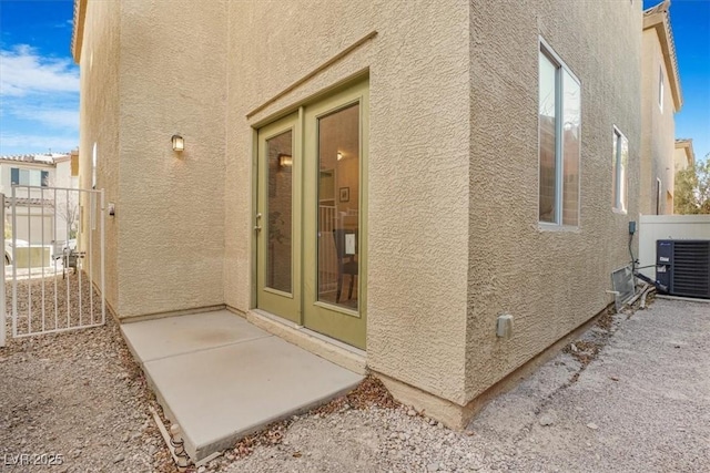 exterior space featuring a patio and central air condition unit