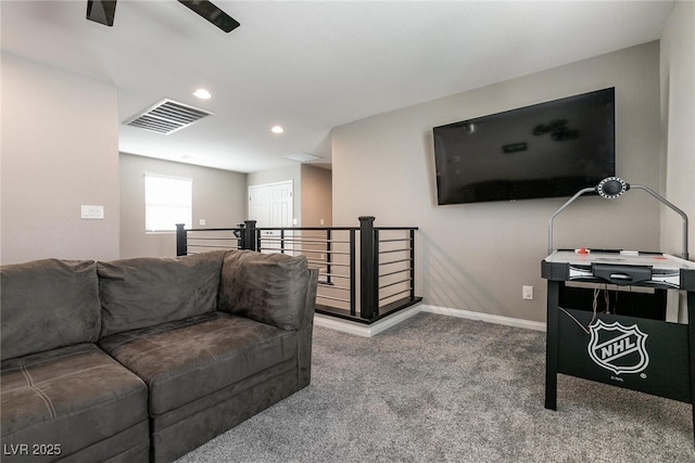 living room with carpet flooring