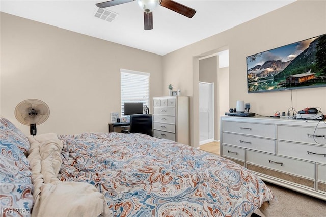 bedroom featuring ceiling fan