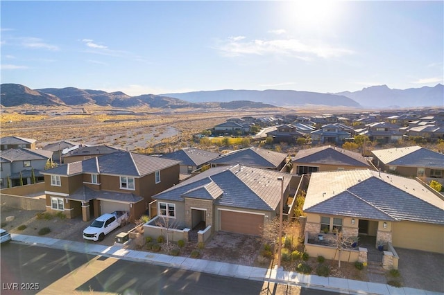 drone / aerial view with a mountain view