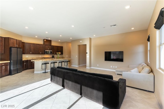 view of tiled living room