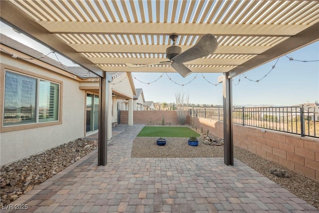 view of patio featuring a pergola