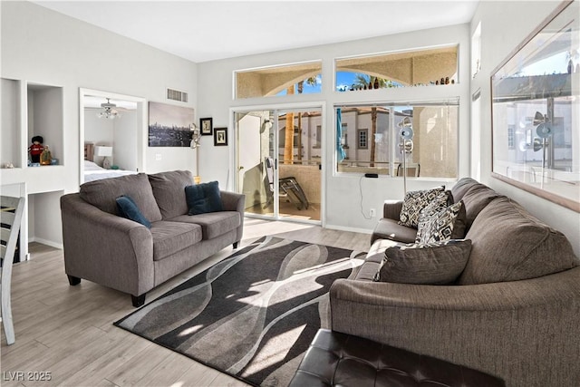 living room featuring light hardwood / wood-style flooring