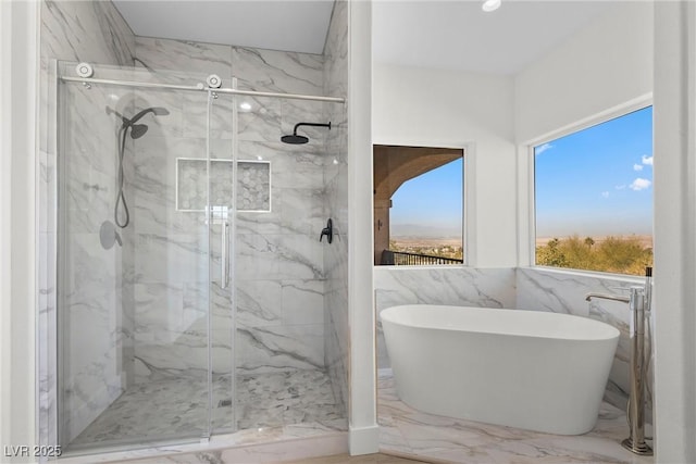 bathroom with independent shower and bath