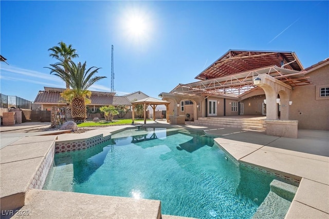 view of pool with a gazebo and a patio