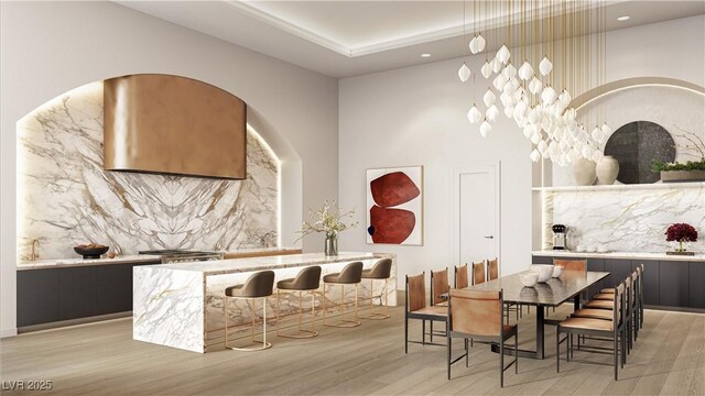 dining area with light hardwood / wood-style flooring