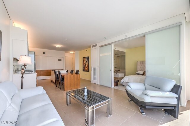 view of tiled living room