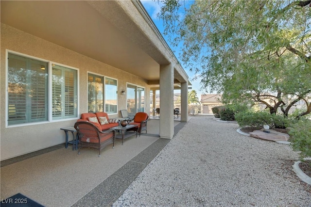 view of patio featuring an outdoor hangout area