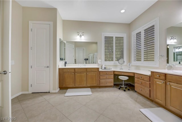 bathroom featuring vanity and tile patterned floors