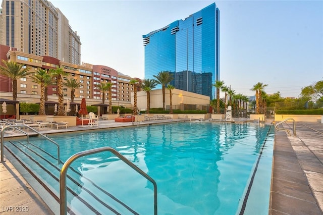 view of pool featuring a patio