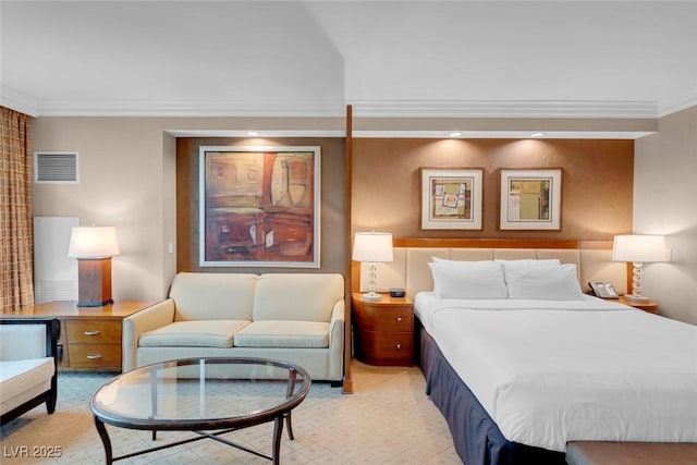 bedroom featuring ornamental molding