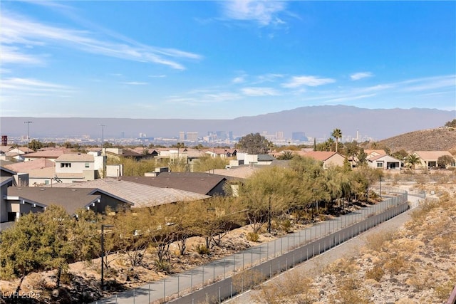 property view of mountains with a residential view