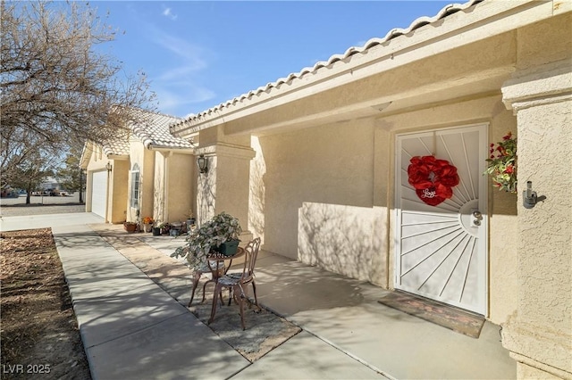 exterior space featuring a garage