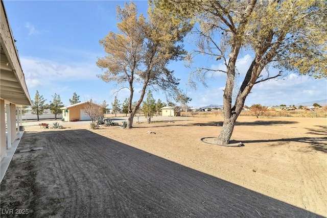 view of yard featuring a shed