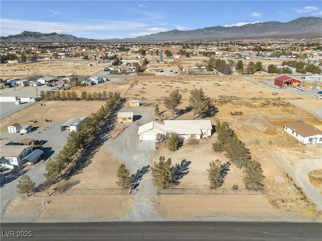 bird's eye view with a mountain view