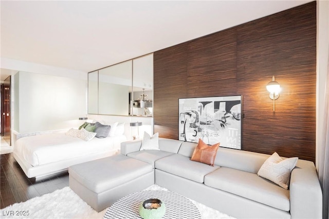 living room with hardwood / wood-style floors