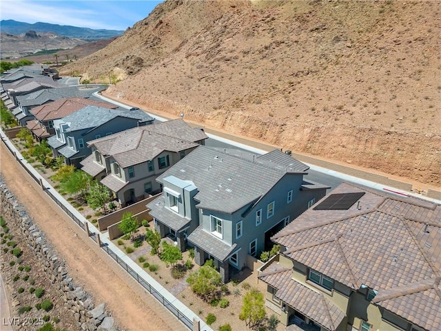 drone / aerial view with a mountain view