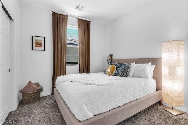 bedroom with a closet and carpet flooring