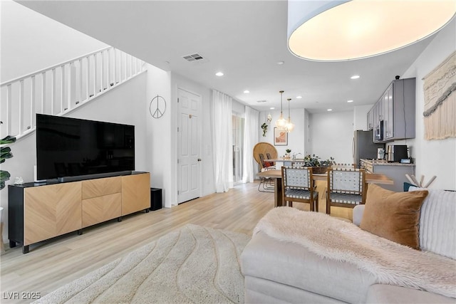 living room featuring light hardwood / wood-style flooring