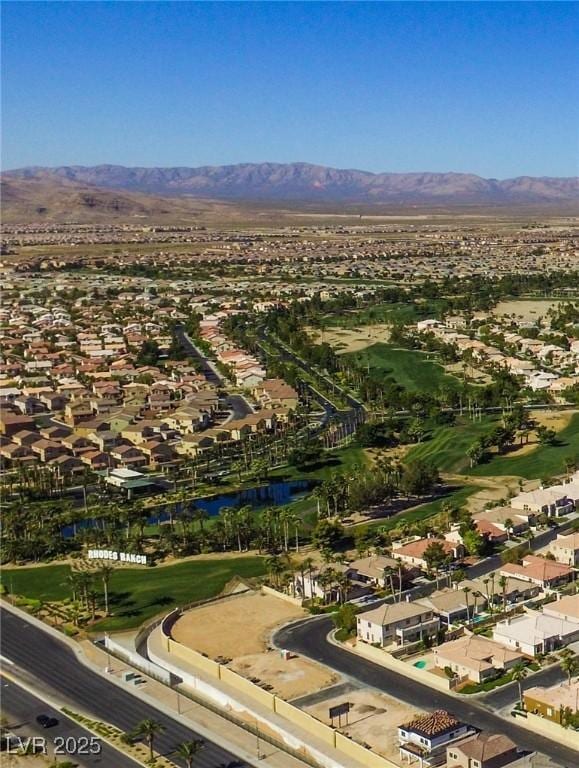 bird's eye view with a mountain view