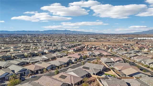 drone / aerial view featuring a mountain view