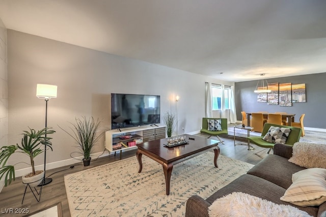 living room with light wood-type flooring