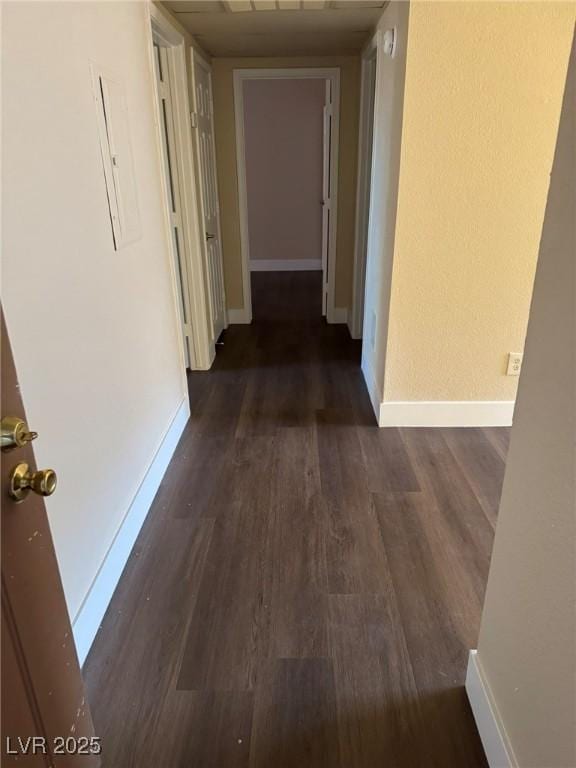 corridor with dark wood-type flooring