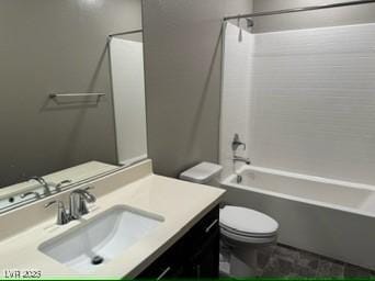 full bathroom with toilet, shower / bathtub combination, and vanity