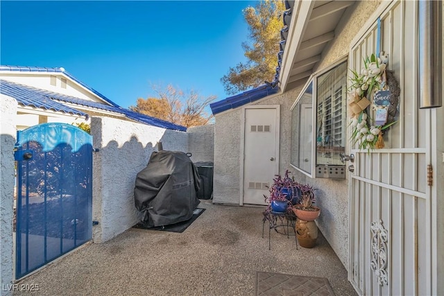 view of patio with area for grilling