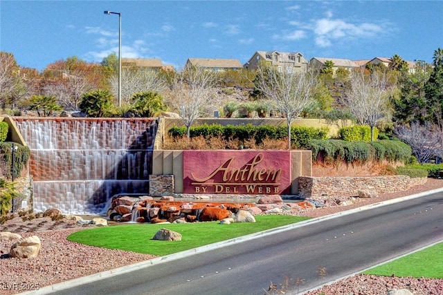 view of community sign