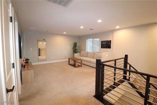 living room featuring carpet flooring