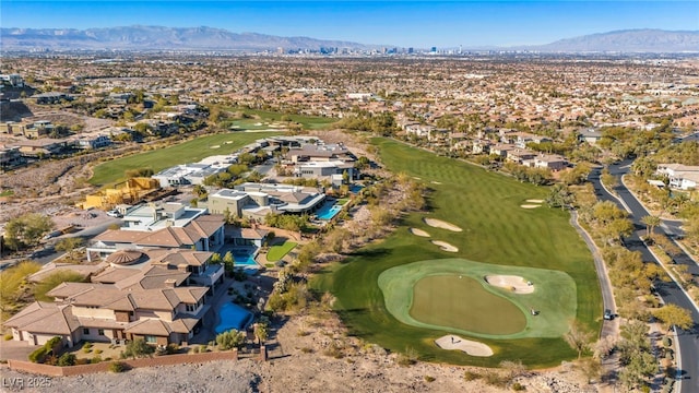 drone / aerial view featuring a mountain view