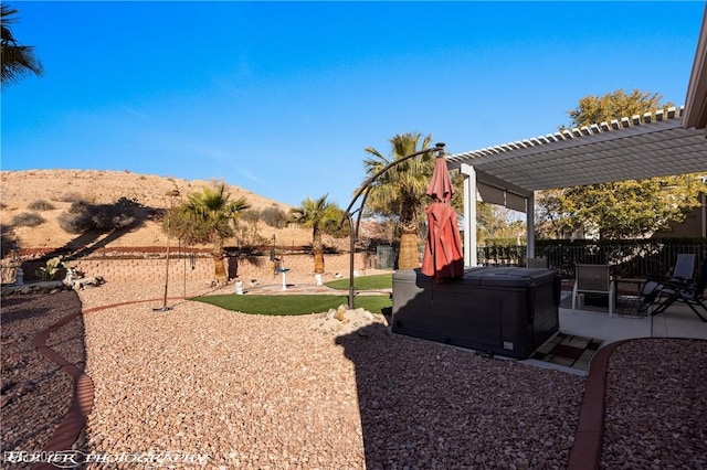 view of yard featuring a patio and a pergola