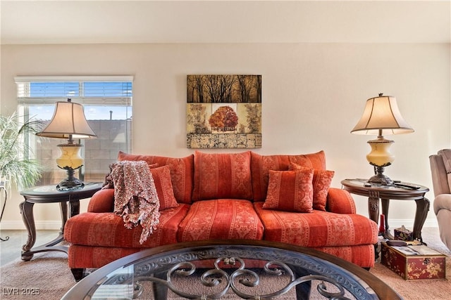 living room featuring carpet flooring