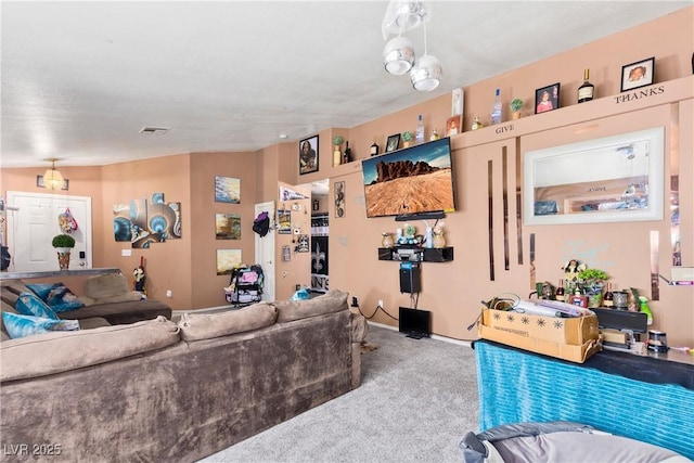 living room featuring carpet flooring