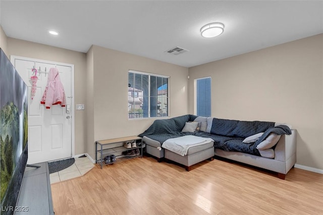 living room featuring light hardwood / wood-style flooring