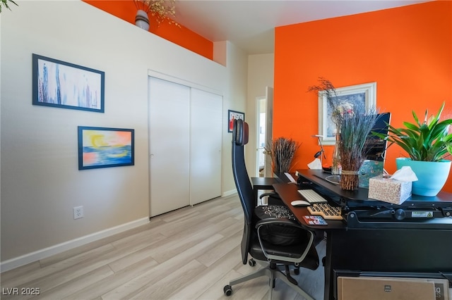 office space featuring light hardwood / wood-style floors