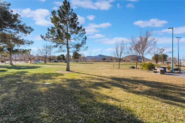 view of yard with a mountain view