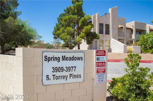 view of community sign