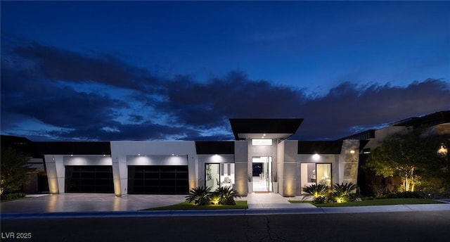 contemporary home with a garage