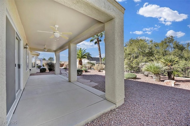 view of patio / terrace featuring ceiling fan